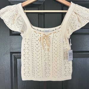 Haute Hippie Cream Knit Eyelet Blouse
